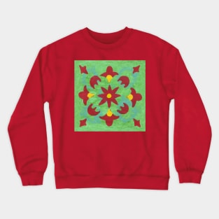 Flower Abstract - Green and Red Crewneck Sweatshirt